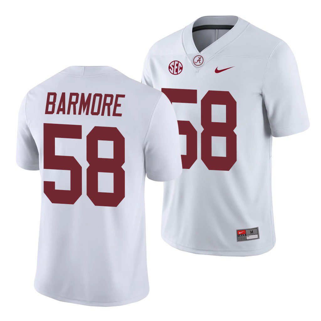 Men's Alabama Crimson Tide Christian Barmore #58 White Game NCAA College Football Jersey